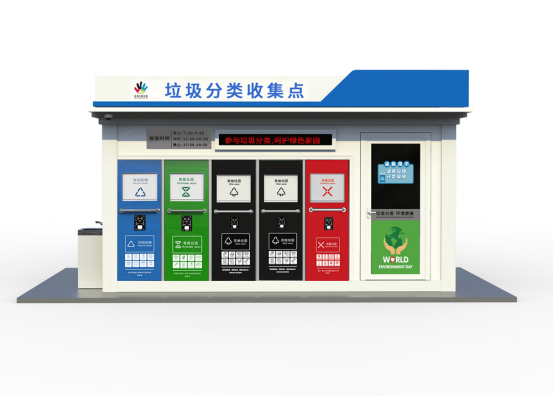 垃圾房效果圖，智能垃圾房，垃圾分類收集點，回收站生產(chǎn)廠家，垃圾分類定時定點收集點
